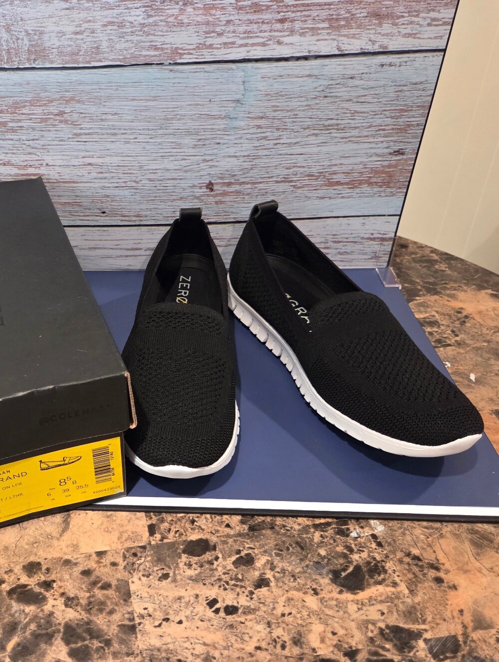 Mint Condition!! Cole Haan Womens Black Knit Slip-On Loafers SZ 8.5
